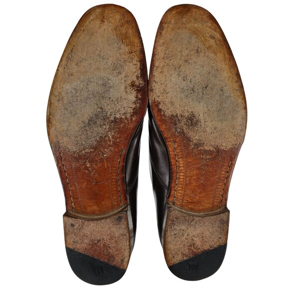 Bruno Magli Italy Mens 12M Brown Dress Shoes Leather Monk Strap Loafers Vintage - Picture 3 of 13